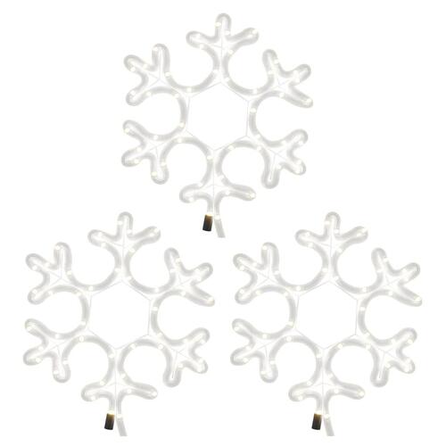 Snefnug 3 stk. 27x27 cm med LED-lys varmt hvidt lys