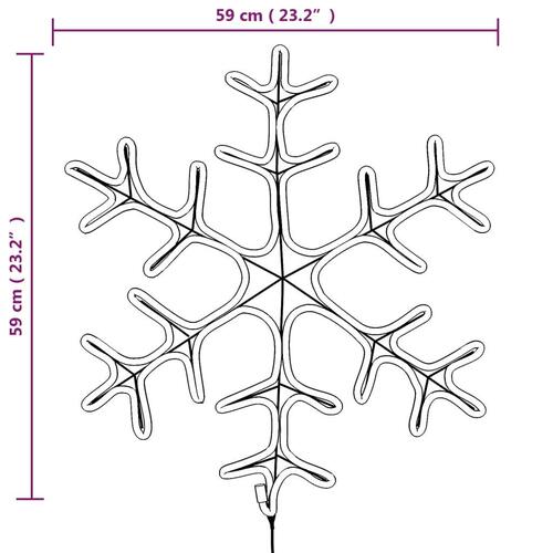 Snefnug 2 stk. 59x59 cm med LED-lys varmt hvidt lys