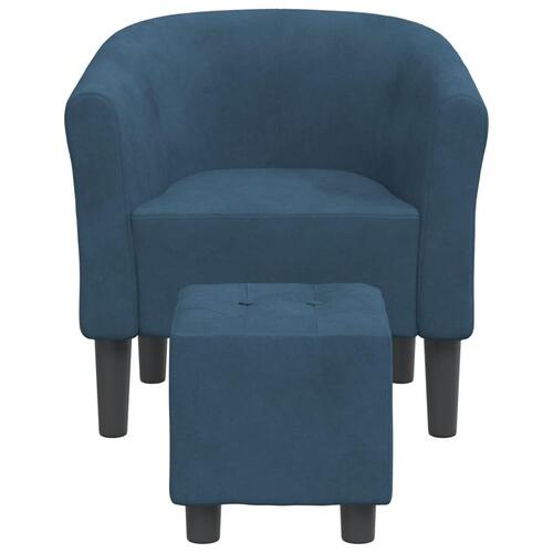 Lænestol med fodskammel velour mørkeblå
