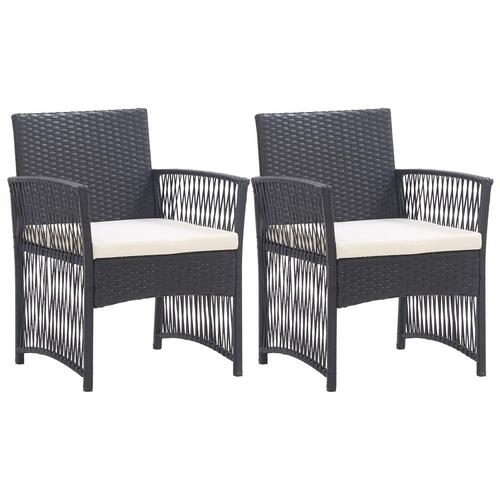 Havestole med hynder 2 stk. polyrattan sort