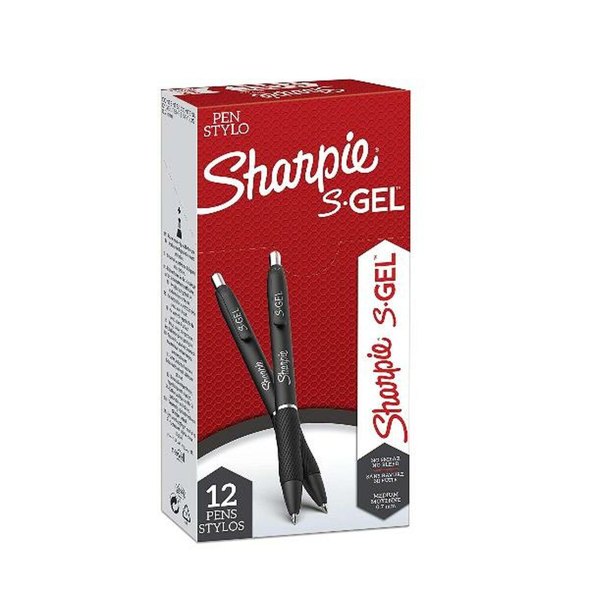 Sharpie S-Gel | Gelpenne | Medium spids (0,7 mm) | Sort blæk | 12 styk