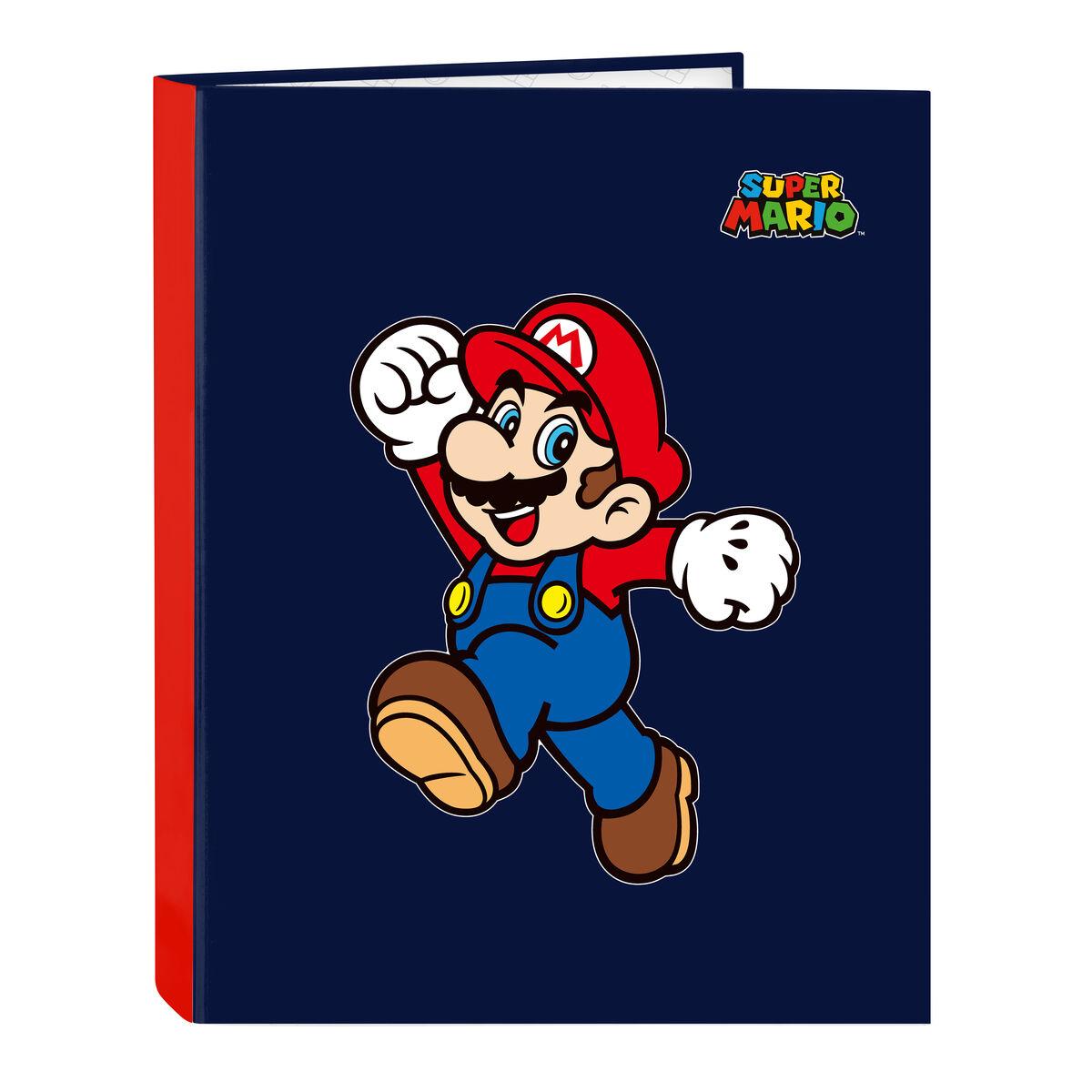 Super Mario ringbind A4 - marineblå, 26,5 × 33 × 4 cm billede