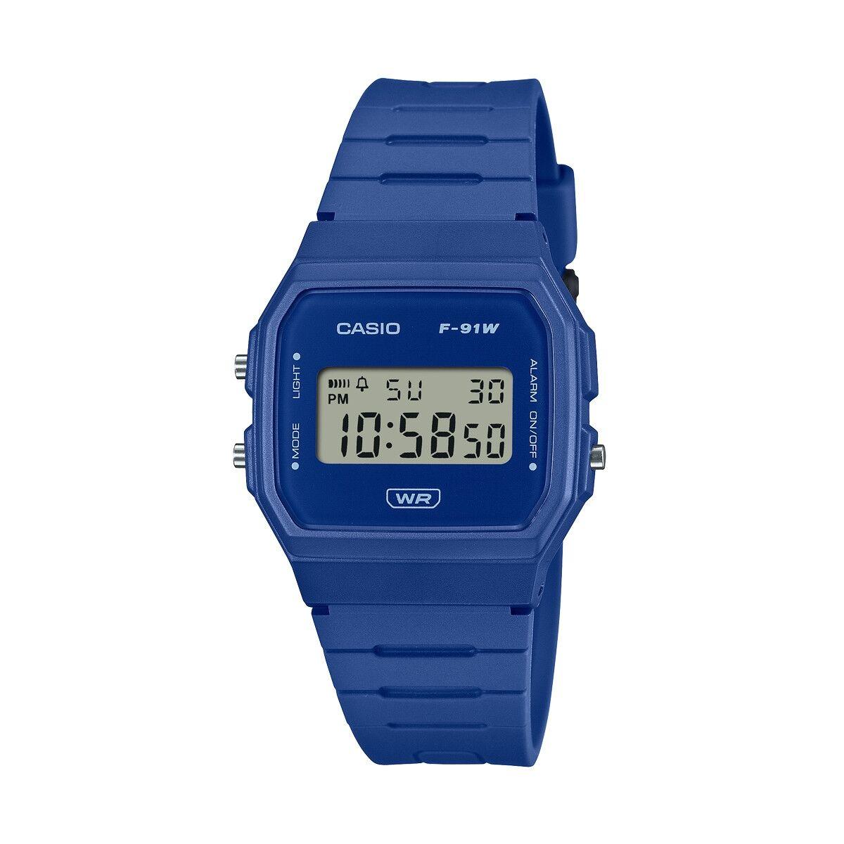 Armbåndsur Casio F-91WB-2A1EF - herreur Ø 35 mm, blå billede