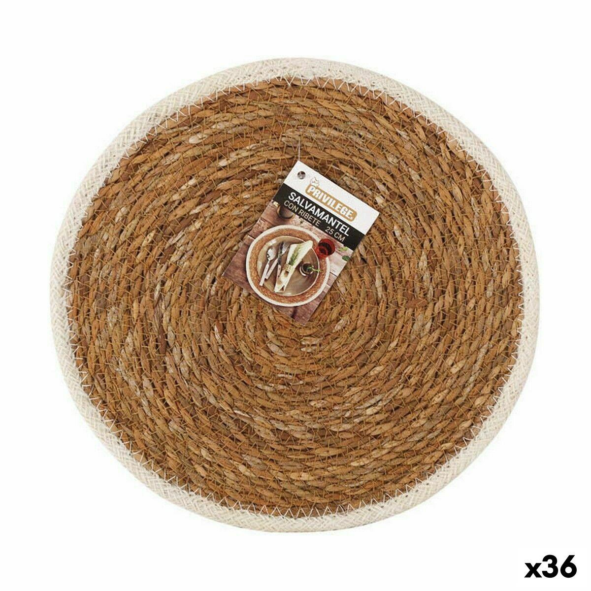 Privilege dækkeserviet i tang, brun med kant - Ø 25 cm (36 stk.)