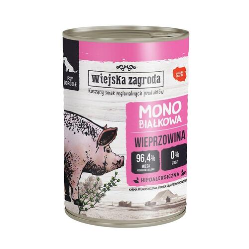 Våd mad WIEJSKA ZAGRODA Cerdo monoproteico Gris 400 g