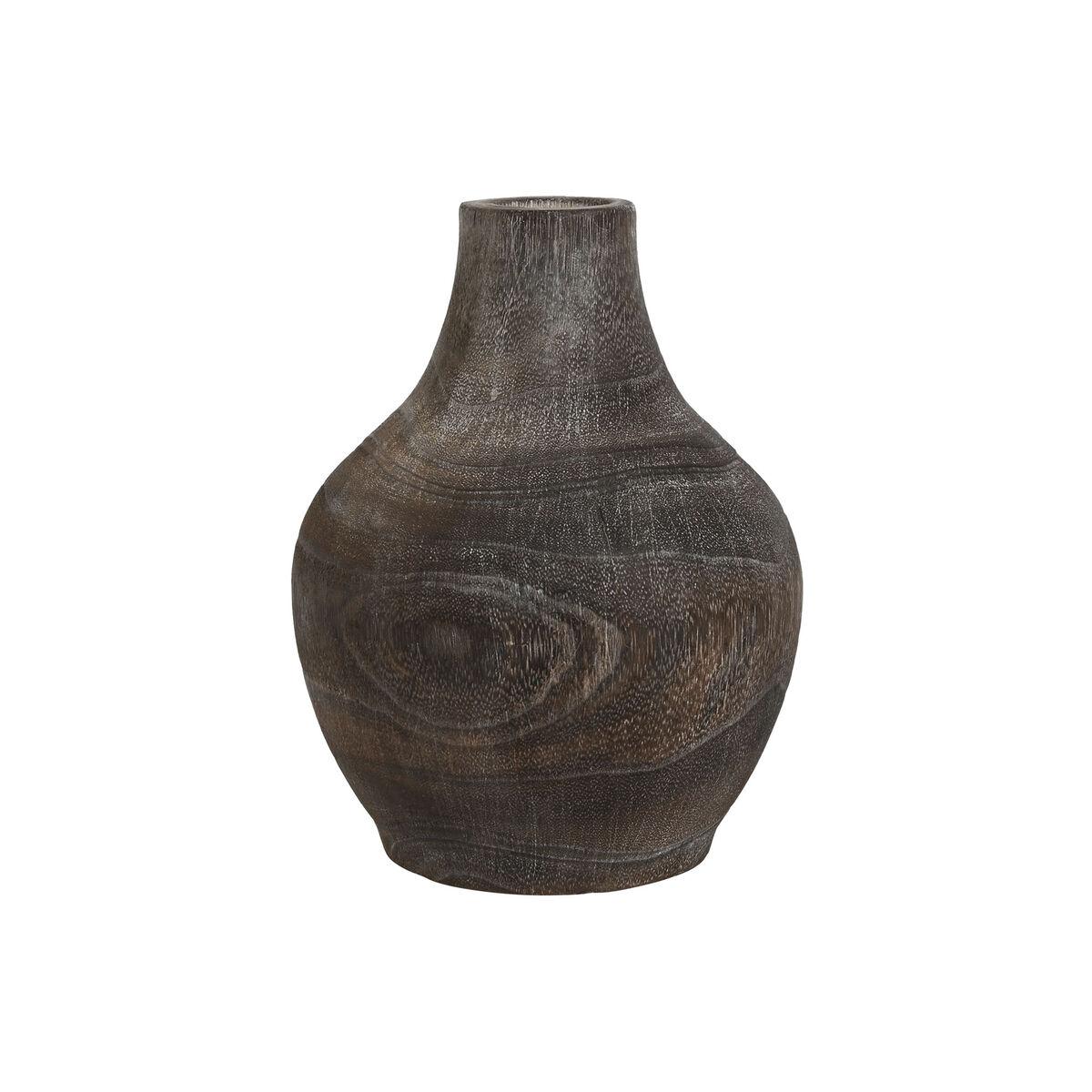 Vase i pauloniatræ, mørkegrå - kolonistil, ældet overflade, 16 × 16 × 24 cm