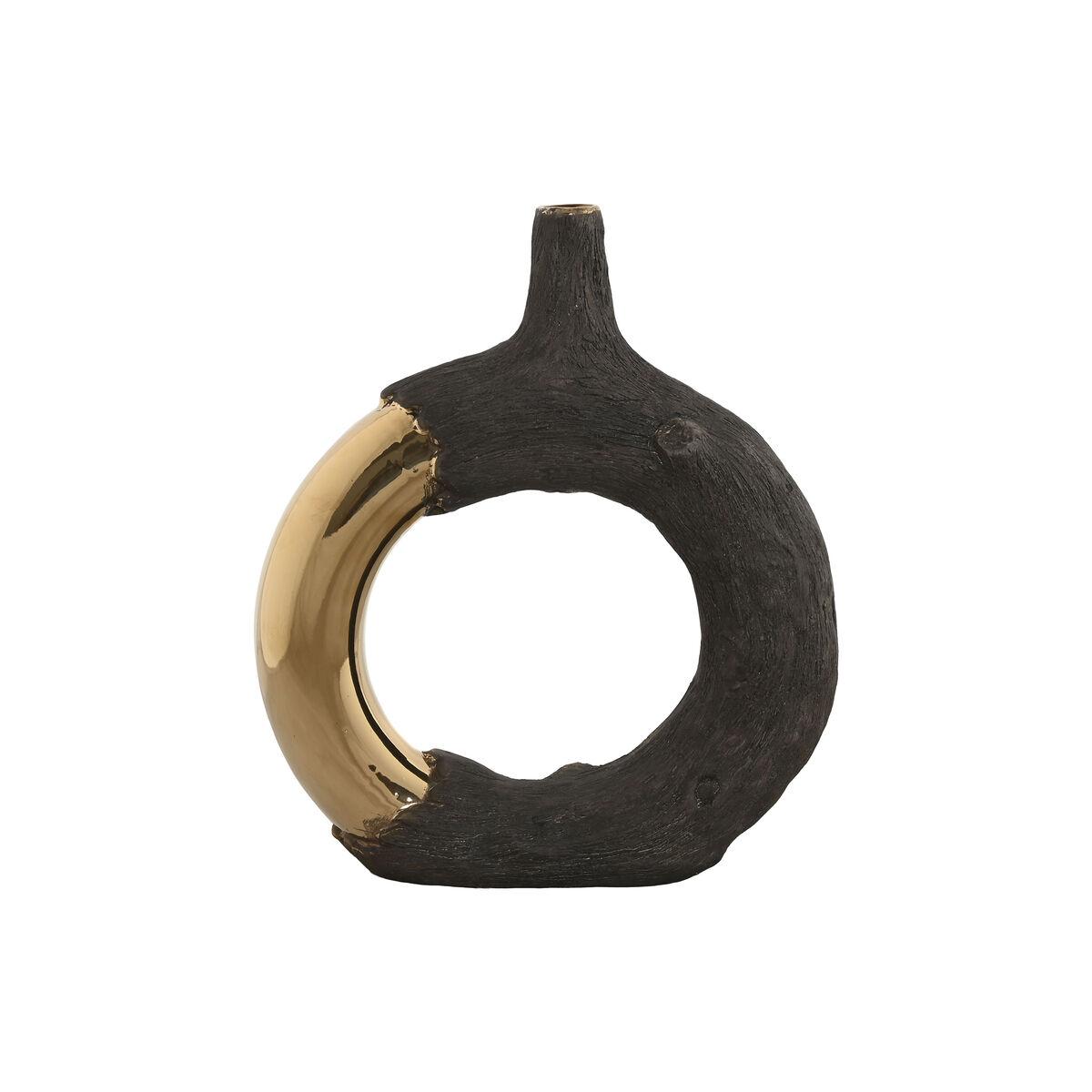 Vase i stentøj, brun/gylden - moderne, 29 × 9 × 33 cm