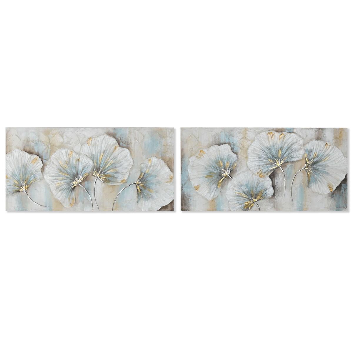 Lærredsmaleri - håndmalet, blå/gylden, 120 × 60 cm