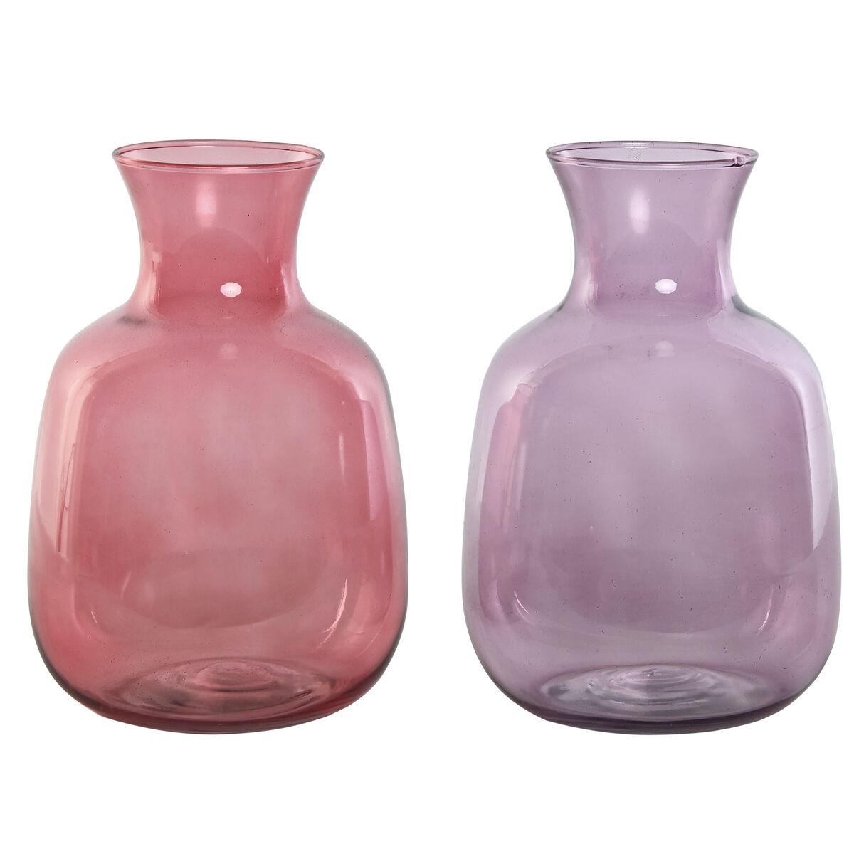 Vase Home ESPRIT Pink Syren Krystal 19 x 19 x 36 cm (2 enheder)