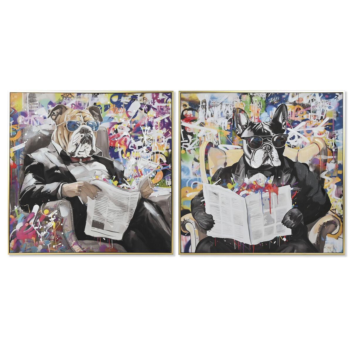 Lærredsmaleri - moderne hundemotiv, 82,5 × 82,5 cm