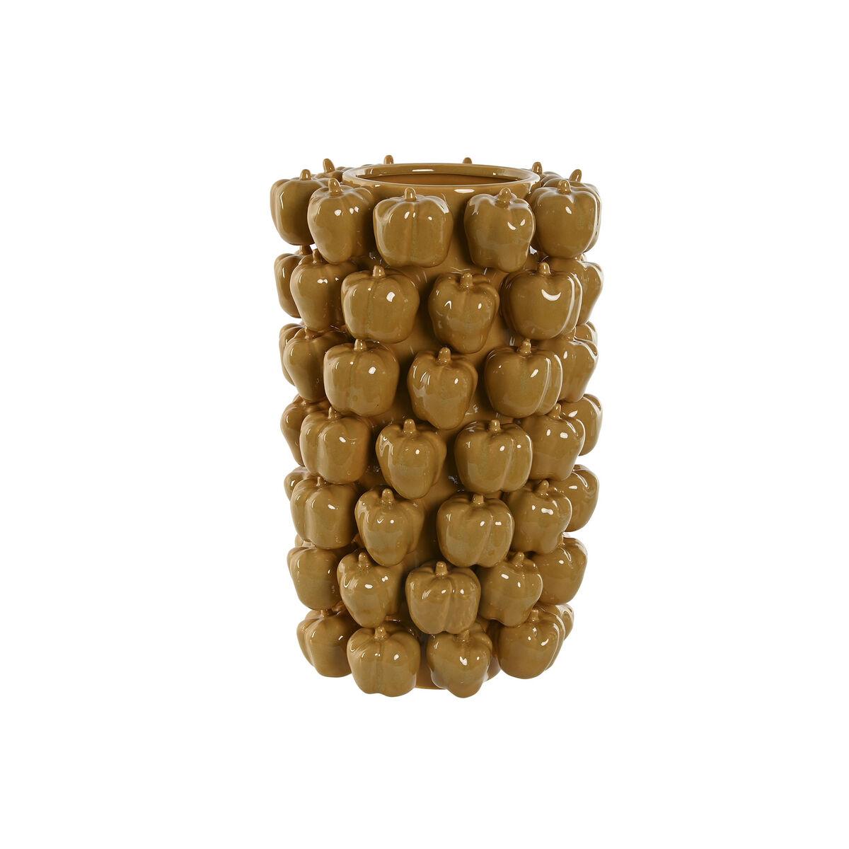 Vase - gul sennep keramik, tropisk, 25 × 25 × 38 cm