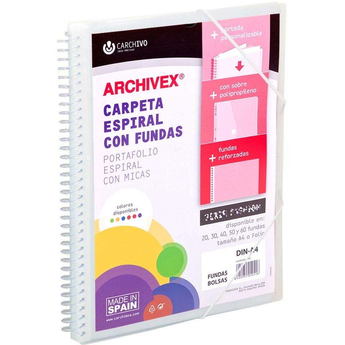 Carchivo Archivex-Star organiser mappe - gennemsigtig A4, spiral, 20 lommer