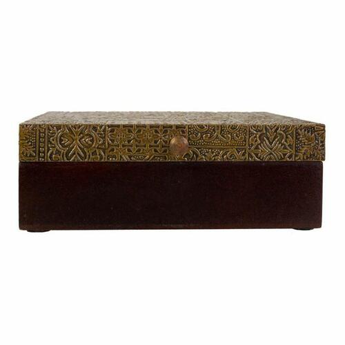 Smykkeskrin Alexandra House Living Mørkebrun Kobber Mangotræ Træ MDF 20 x 7 x 20 cm