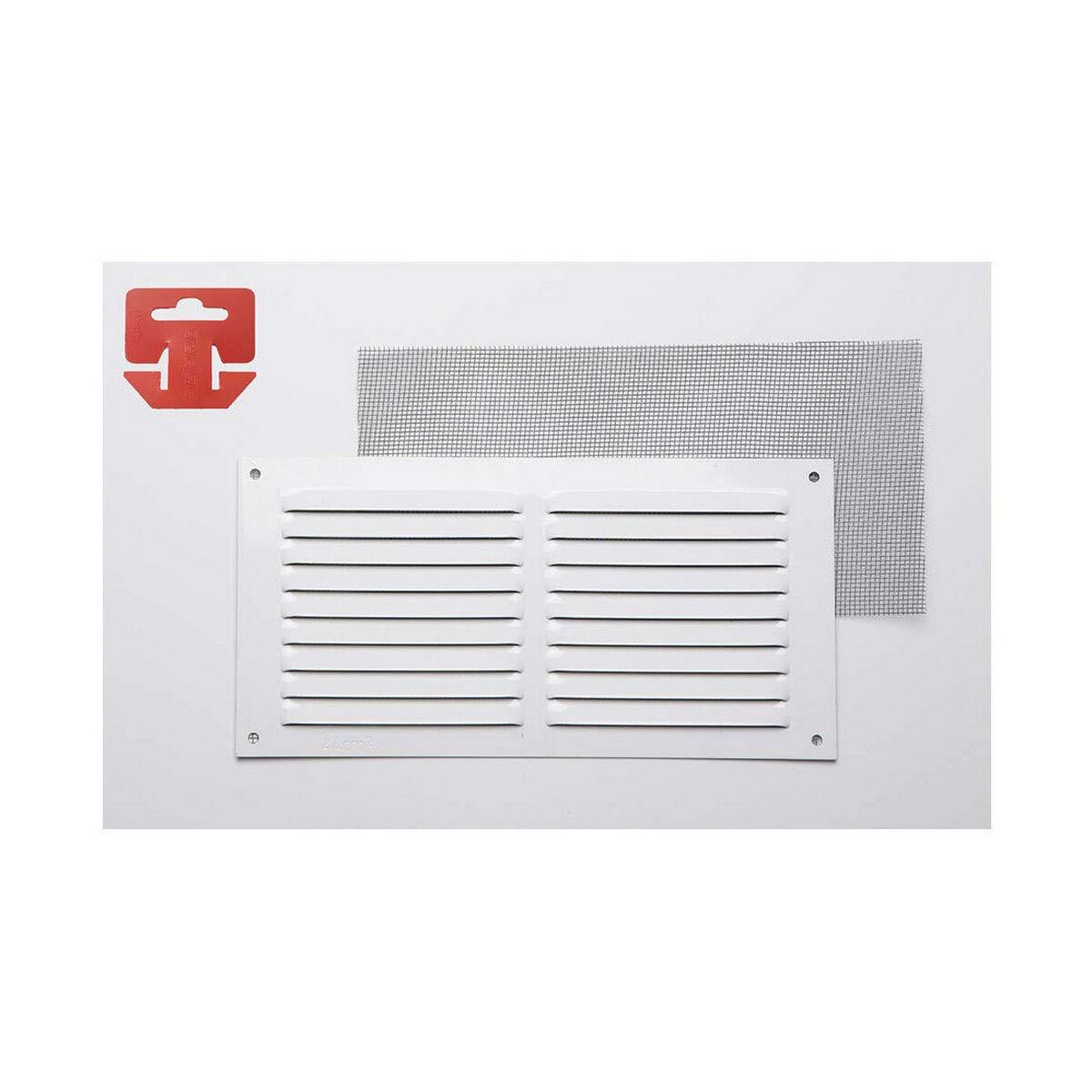 Fepre ventilationsrist med moskitonet, lakeret aluminium, hvid - 30 × 15 cm