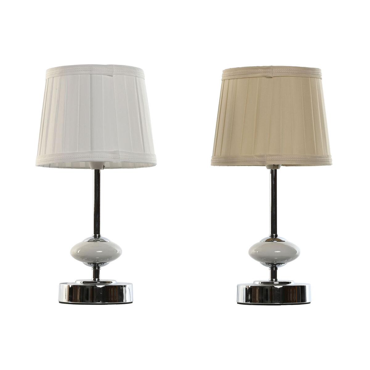 Bordlamper 2-pak - hvid/beige, metal & porcelæn, E14, 20 W, 220 V (17,5 × 17,5 × 35 cm)