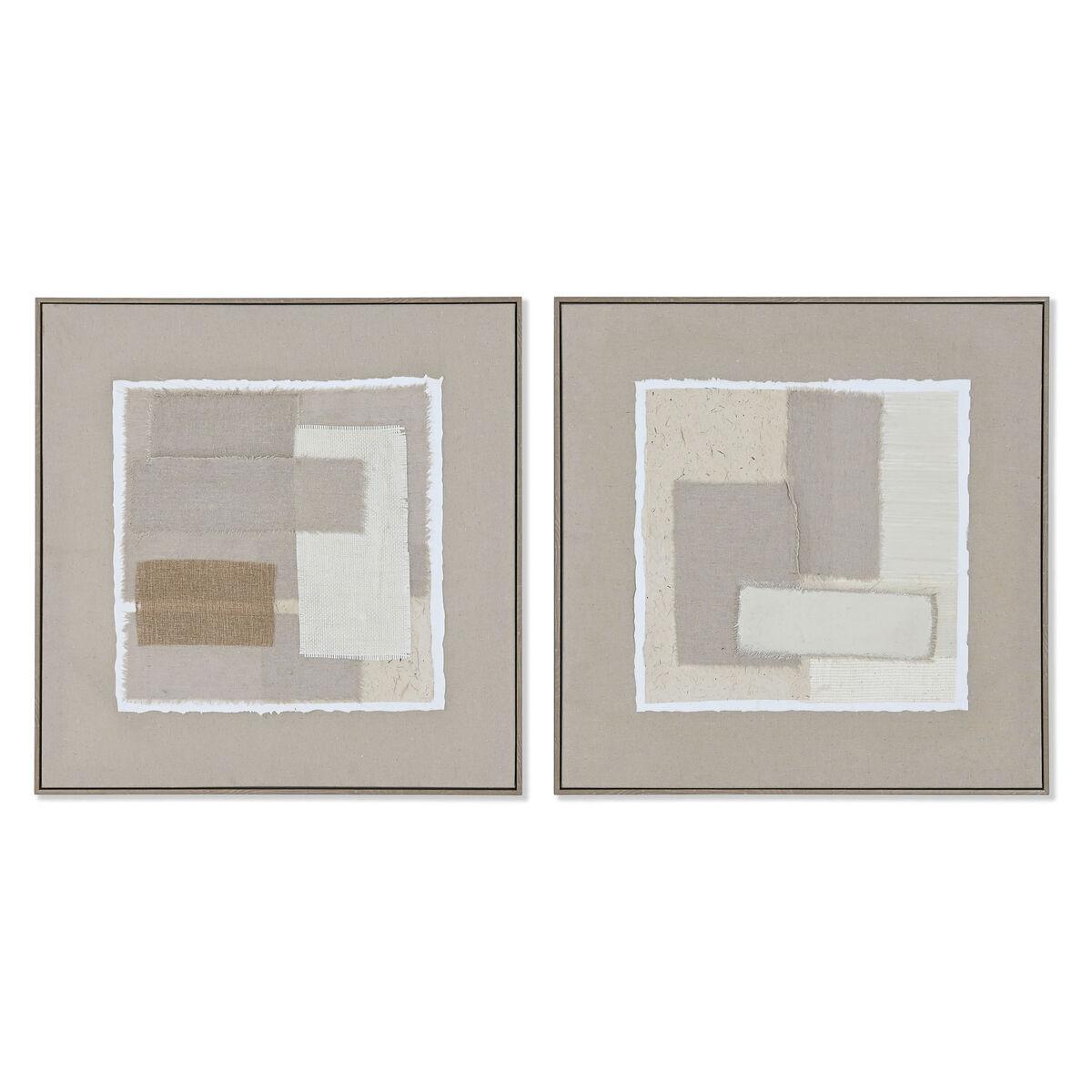 Maleri - abstrakt urban, brun/beige, 62 × 62 cm (sæt af 2)