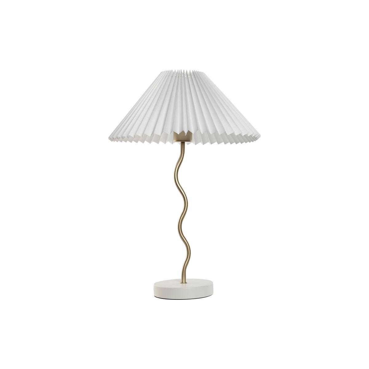 Bordlampe Home ESPRIT Hvid Gylden Hør Metal 50 W 220 V 36 x 36 x 52 cm