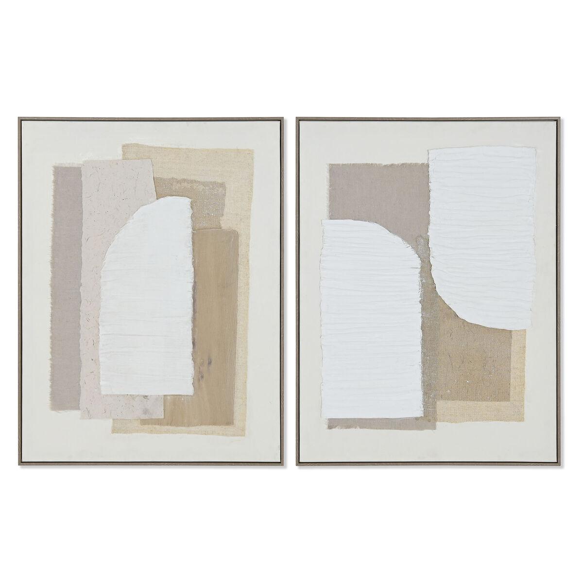 Maleri Home ESPRIT Hvid Beige Abstrakt Skandinavisk 62 x 3,2 x 82 cm (2 enheder)
