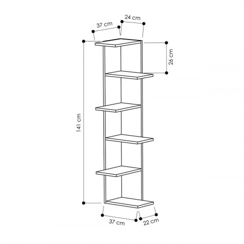 Hjørnemøbel Alexandra House Living Hvid Træ MDP 37 x 141 x 24 cm 4 Hylder