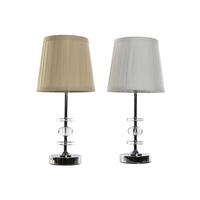 Bordlampe Home ESPRIT Hvid Beige Metallic Metal 25 W 220 V 20 x 20 x 43 cm (2 enheder)