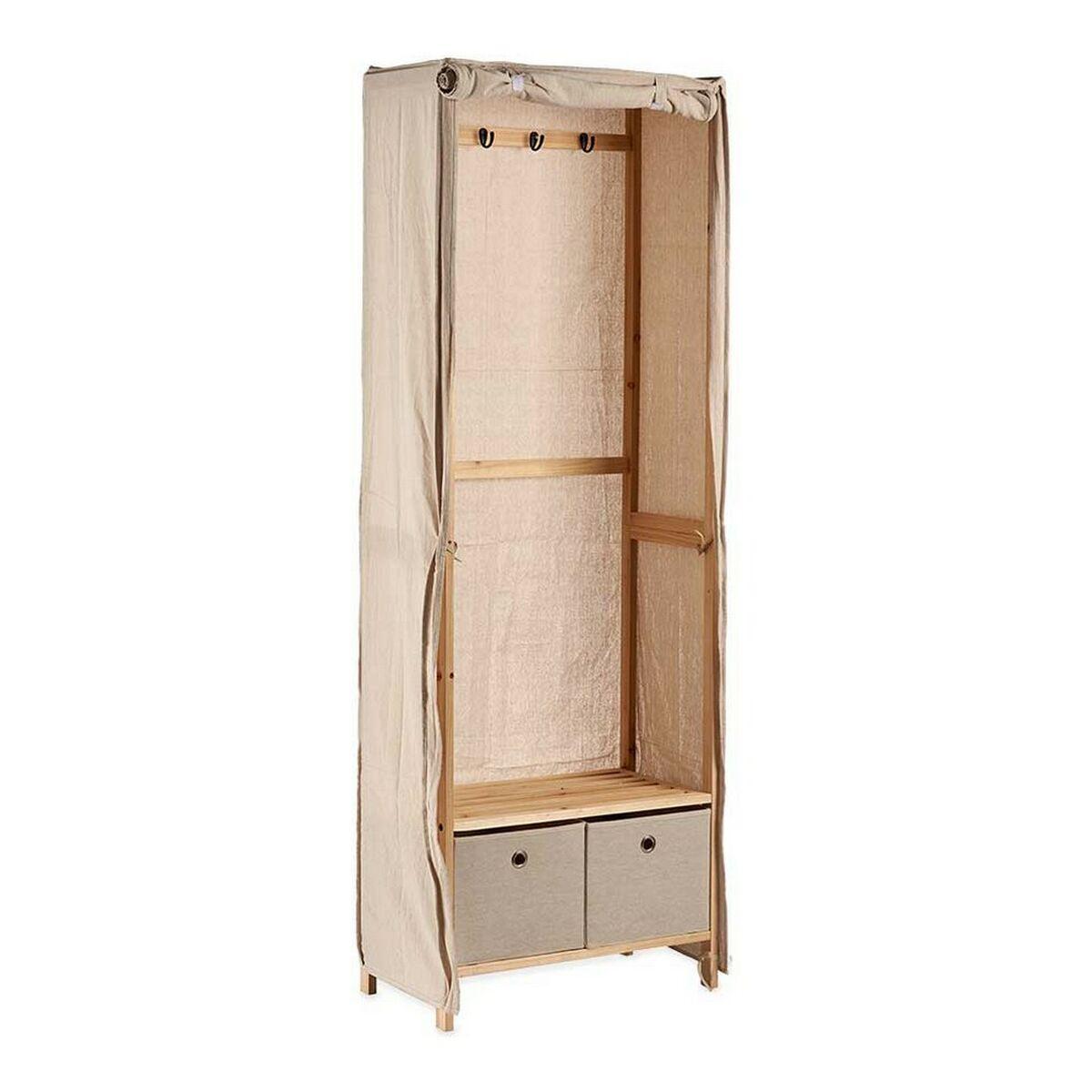 Knagerække Kipit - beige træ med 2 skuffer, 168 × 58 × 31,5 cm