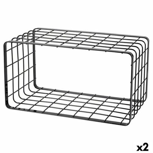 Holder Inde rist Sort 34 x 19 x 18 cm (2 enheder)