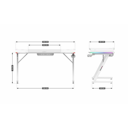 Skrivebord Huzaro HZ-Hero 3.3 White RGB Hvid