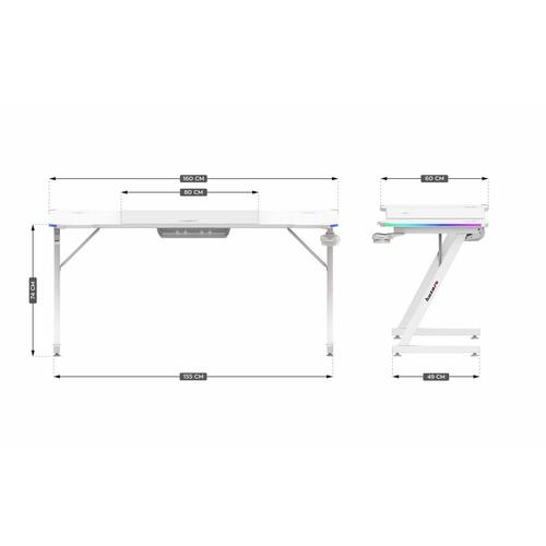 Skrivebord Huzaro HZ-Hero 4.8 RGB White Hvid