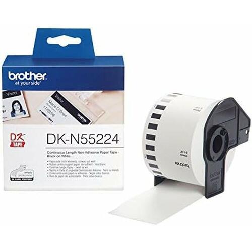 Brother DK-N55224 uafbrudt termisk hulstrimmel 54 mm × 30,48 m - hvid/sort