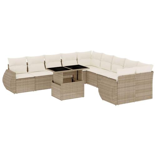 Sofasæt til haven 11 dele med hynder polyrattan beige