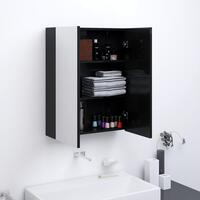 Badeværelsesskab med spejl 60x15x75 cm MDF skinnende sort
