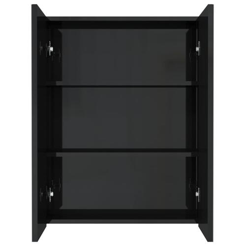 Badeværelsesskab med spejl 60x15x75 cm MDF skinnende sort