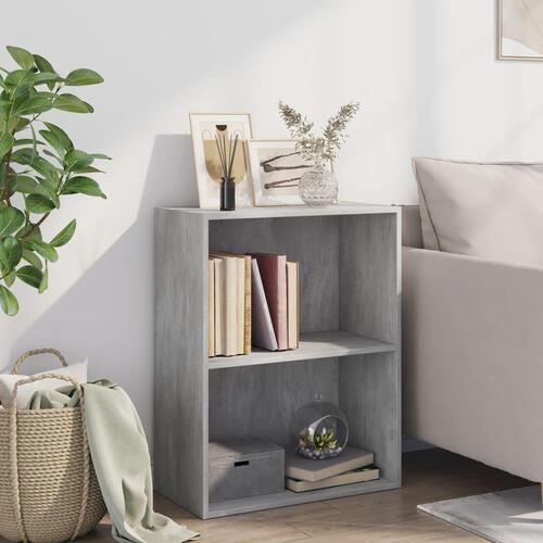 Bogreol med 2 hylder 60x30x76,5 cm konstrueret træ betongrå