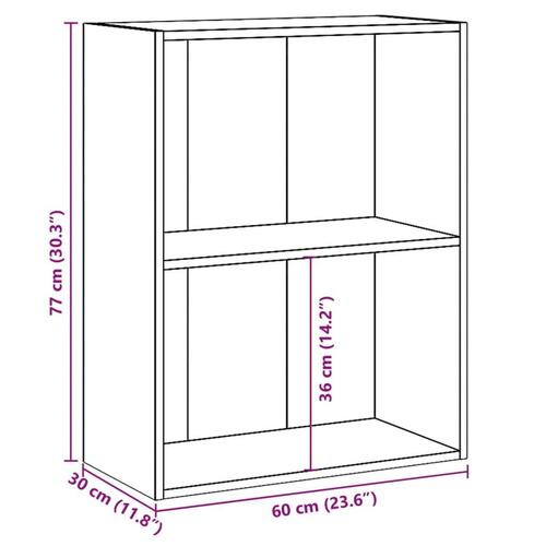 Bogreol med 2 hylder 60x30x76,5 cm konstrueret træ betongrå