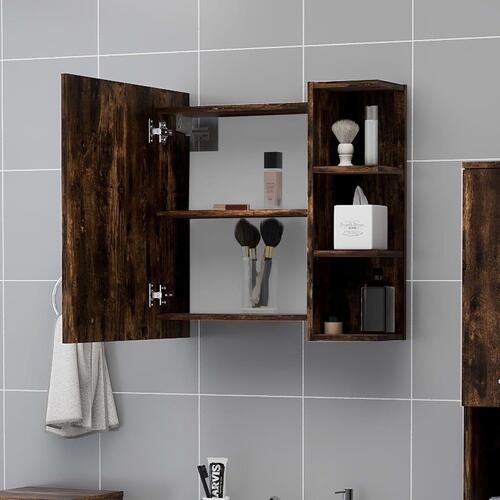 Vægskab med spejl 62,5x20,5x64 cm konstrueret træ røget eg