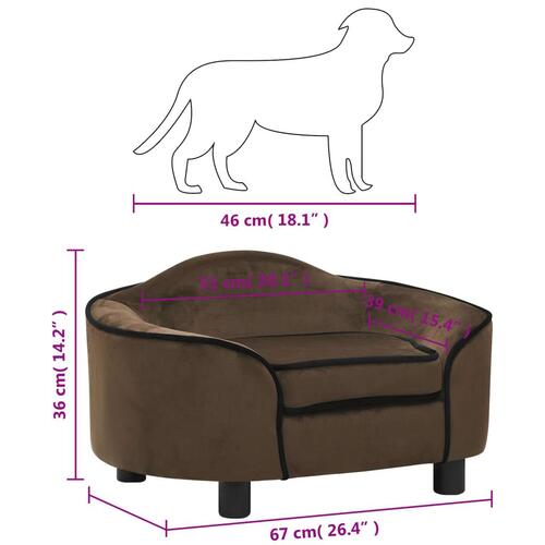Hundesofa 67x47x36 cm plys brun