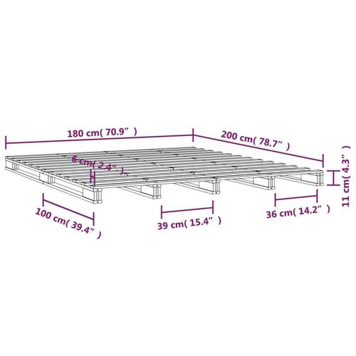 Palleseng 180x200 cm Super King massivt fyrretræ