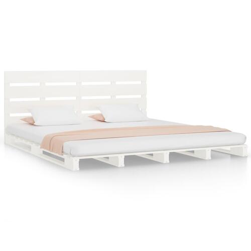 Sengeramme uden madras 200x200 cm massivt fyrretræ hvid