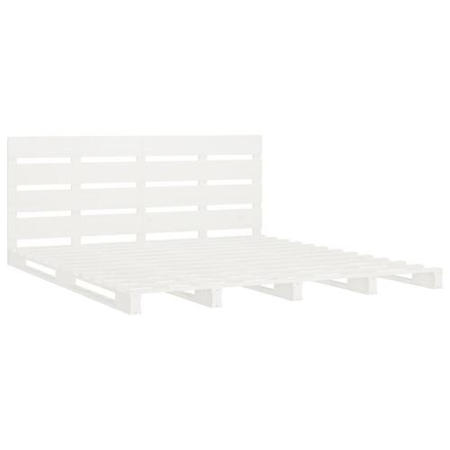 Sengeramme uden madras 200x200 cm massivt fyrretræ hvid