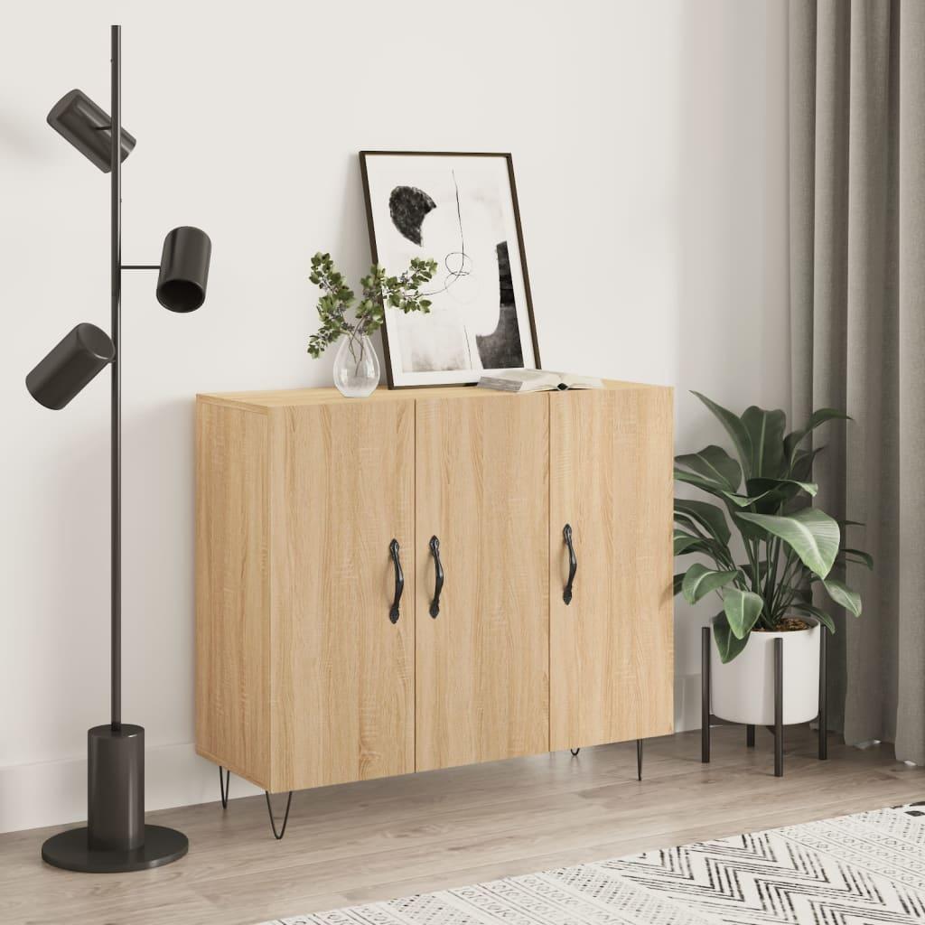 Skab 90x34x80 cm konstrueret træ røget egetræsfarve
