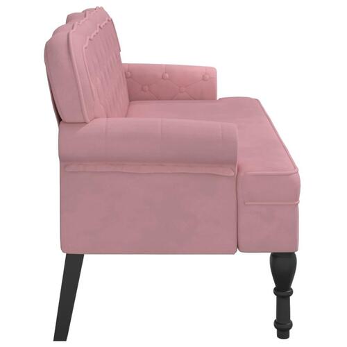 Bænk med ryglæn 119,5x64,5x75 cm velour lyserød