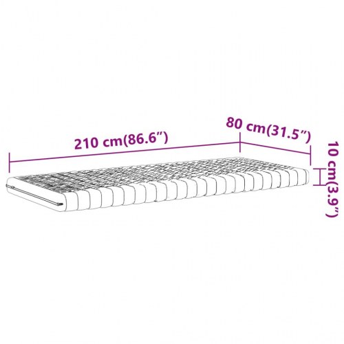 Skummadras 80 × 210 cm - 7 zoner, hårdhed 20 ILD, hvid
