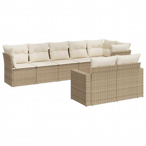 Sofasæt til haven 8 dele med hynder polyrattan beige