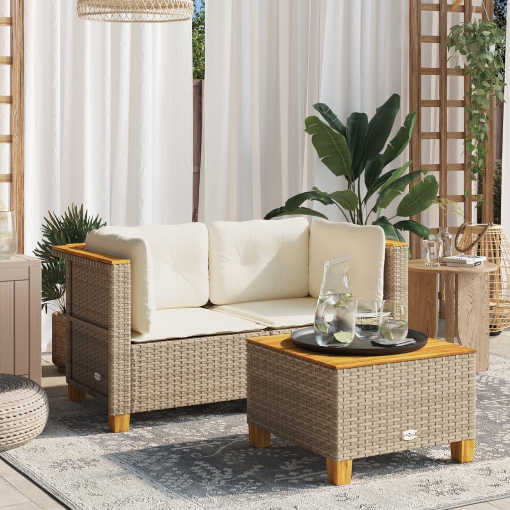 Hjørnemoduler til havesofa 2 stk. med hynder polyrattan beige