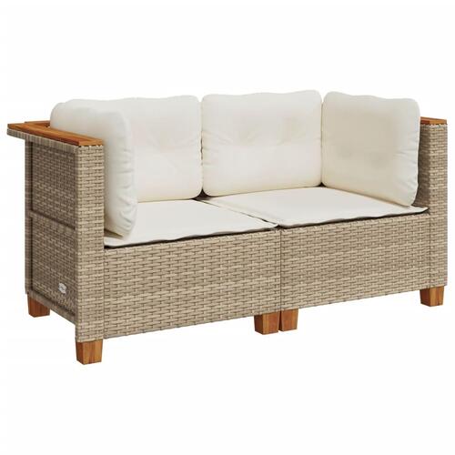 Hjørnemoduler til havesofa 2 stk. med hynder polyrattan beige