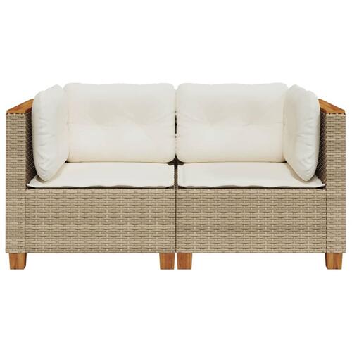Hjørnemoduler til havesofa 2 stk. med hynder polyrattan beige
