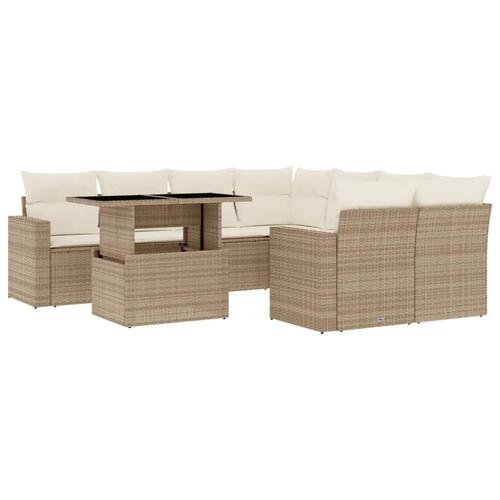 Sofasæt til haven 9 dele med hynder polyrattan beige