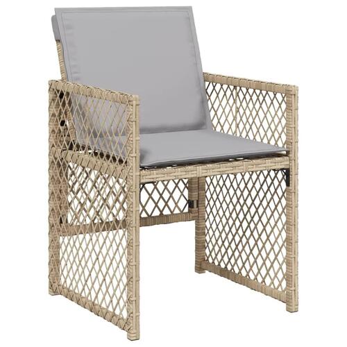 Spisebordssæt til haven 7 dele med hynder polyrattan beige