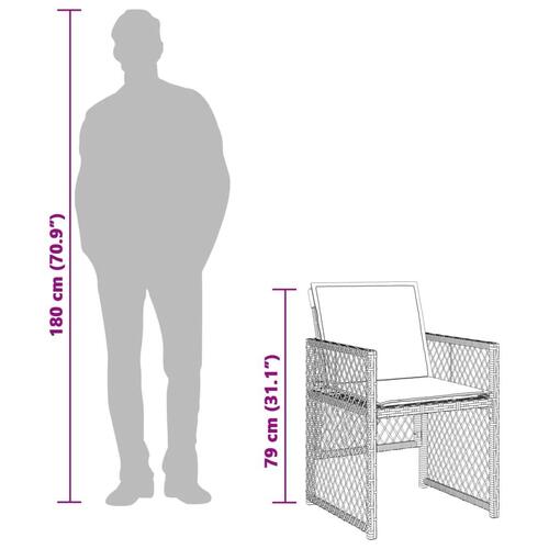 Spisebordssæt til haven 7 dele med hynder polyrattan beige