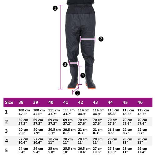 Waist waders med støvler str. 43 sort